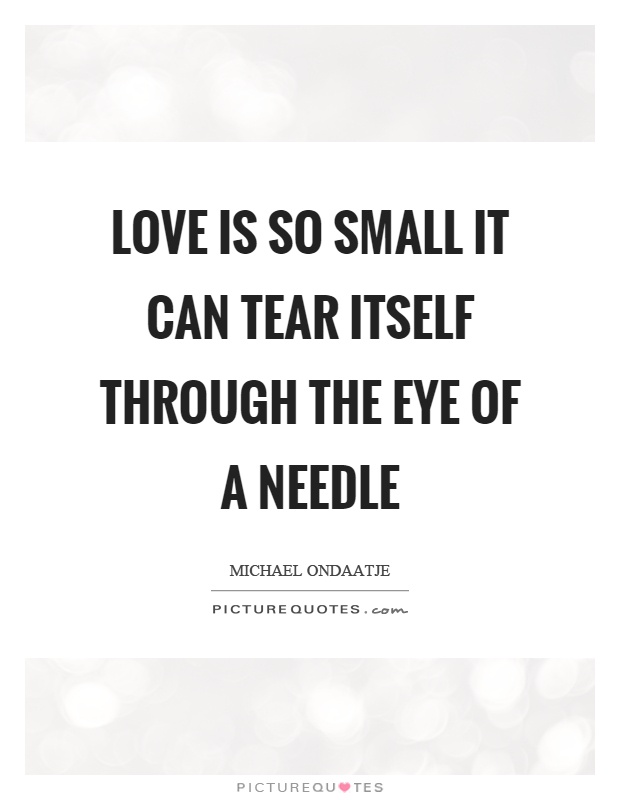 Love is so small it can tear itself through the eye of a needle Picture Quote #1