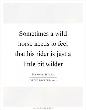 Sometimes a wild horse needs to feel that his rider is just a little bit wilder Picture Quote #1