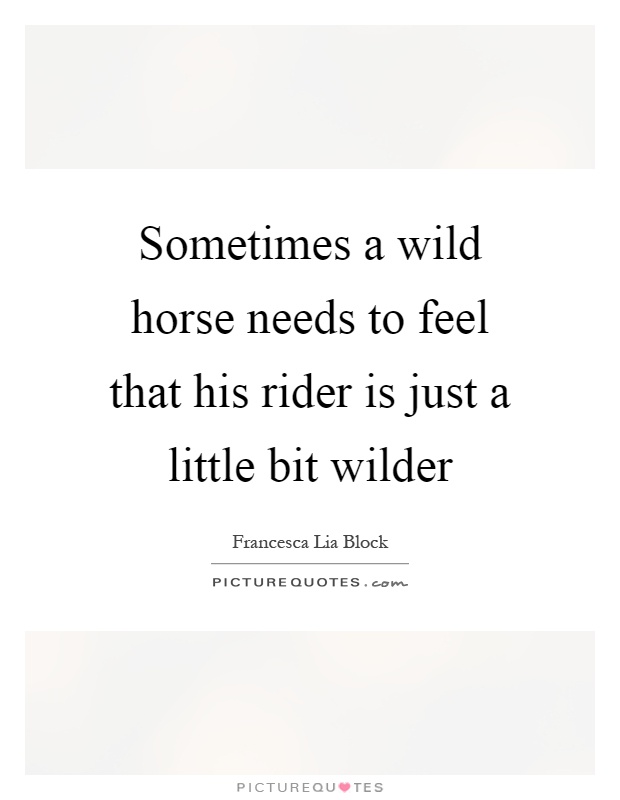 Sometimes a wild horse needs to feel that his rider is just a little bit wilder Picture Quote #1