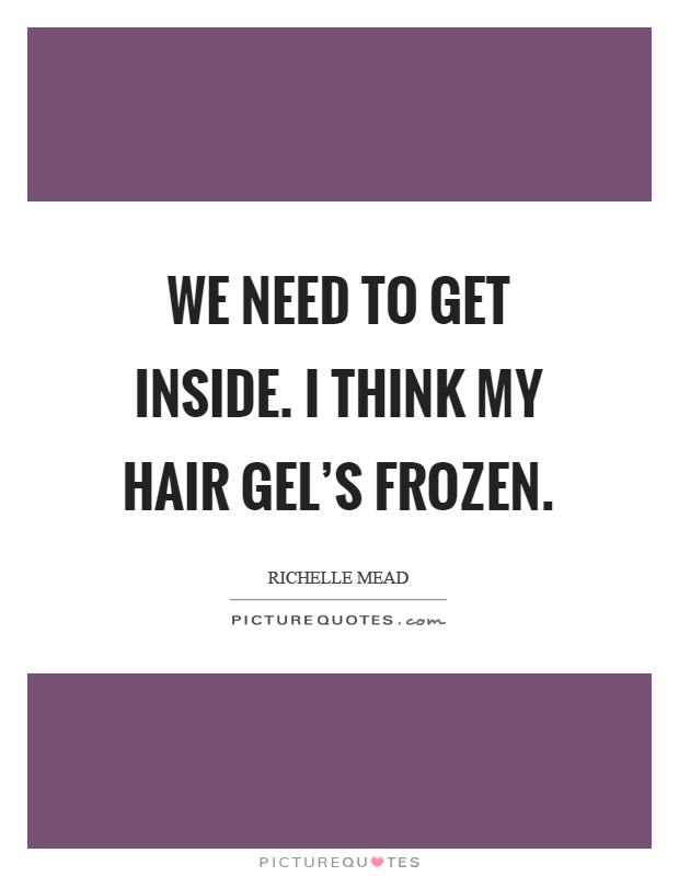 We need to get inside. I think my hair gel's frozen Picture Quote #1