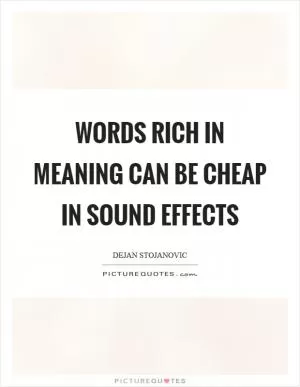 Words rich in meaning can be cheap in sound effects Picture Quote #1