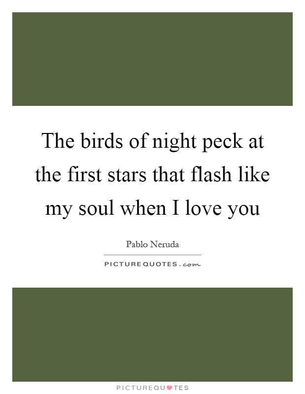 The birds of night peck at the first stars that flash like my soul when I love you Picture Quote #1