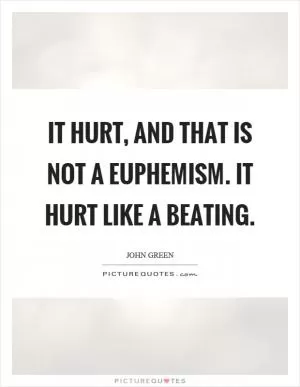 It hurt, and that is not a euphemism. It hurt like a beating Picture Quote #1