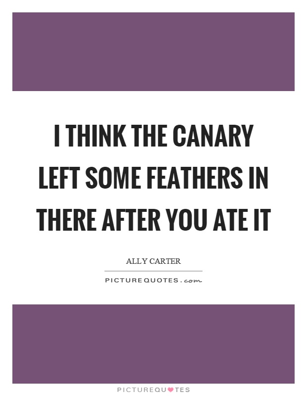 I think the canary left some feathers in there after you ate it Picture Quote #1