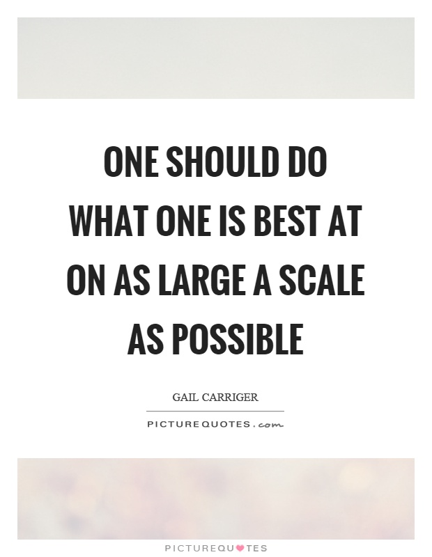 One should do what one is best at on as large a scale as possible Picture Quote #1