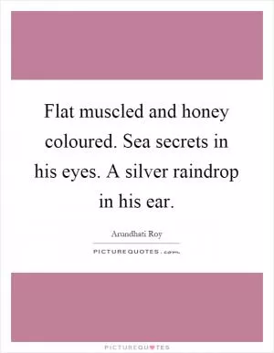 Flat muscled and honey coloured. Sea secrets in his eyes. A silver raindrop in his ear Picture Quote #1