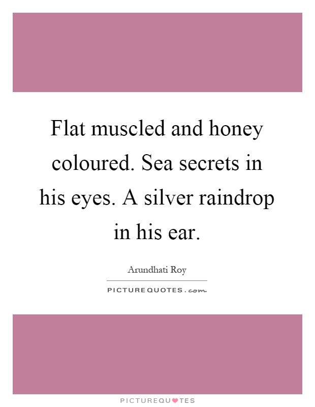 Flat muscled and honey coloured. Sea secrets in his eyes. A silver raindrop in his ear Picture Quote #1
