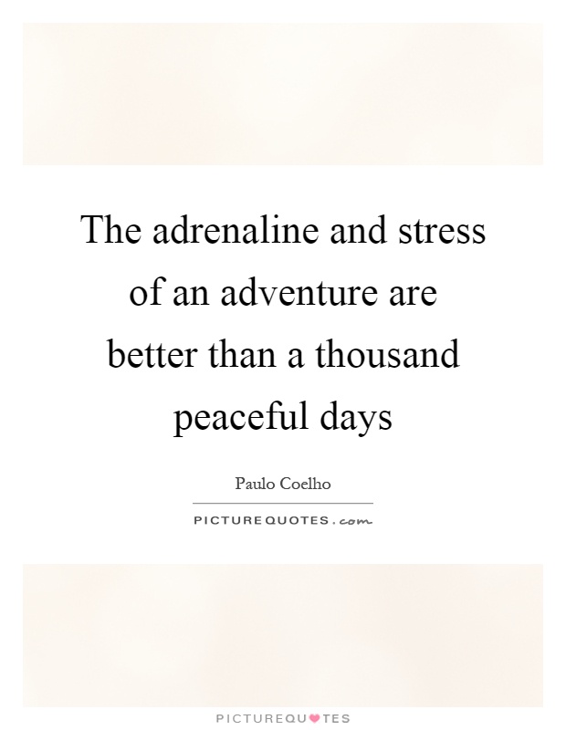 The adrenaline and stress of an adventure are better than a thousand peaceful days Picture Quote #1