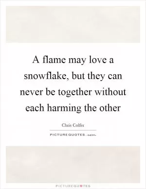 A flame may love a snowflake, but they can never be together without each harming the other Picture Quote #1