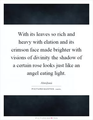 With its leaves so rich and heavy with elation and its crimson face made brighter with visions of divinity the shadow of a certain rose looks just like an angel eating light Picture Quote #1