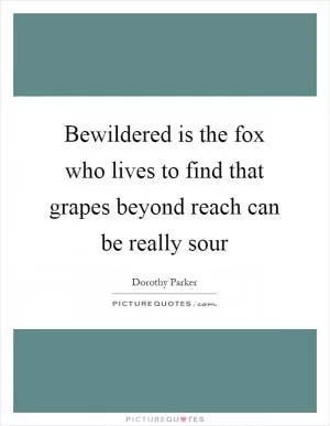 Bewildered is the fox who lives to find that grapes beyond reach can be really sour Picture Quote #1