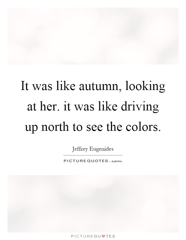 It was like autumn, looking at her. it was like driving up north to see the colors Picture Quote #1