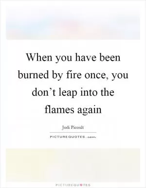 When you have been burned by fire once, you don’t leap into the flames again Picture Quote #1