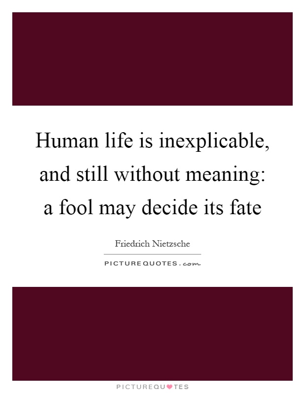 Human life is inexplicable, and still without meaning: a fool may decide its fate Picture Quote #1