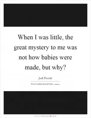 When I was little, the great mystery to me was not how babies were made, but why? Picture Quote #1
