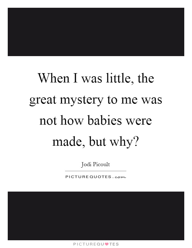 When I was little, the great mystery to me was not how babies were made, but why? Picture Quote #1