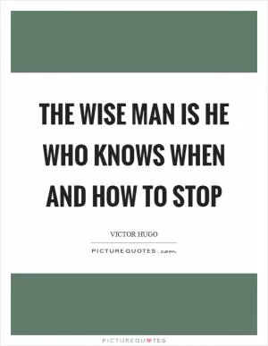 The wise man is he who knows when and how to stop Picture Quote #1