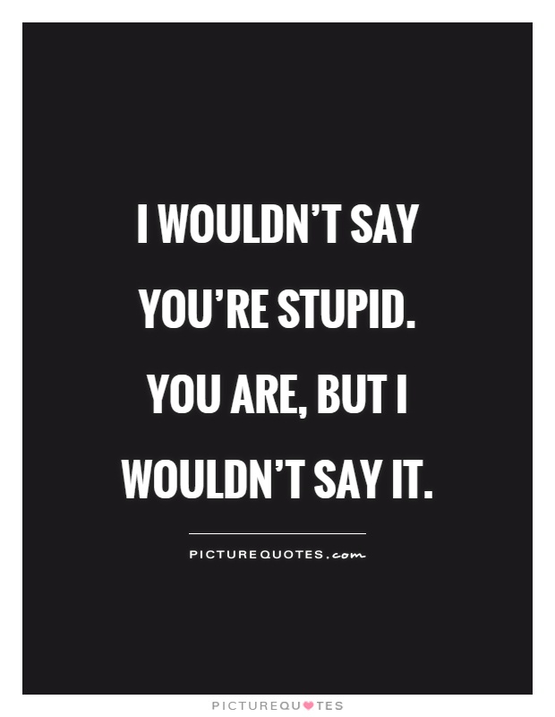 I wouldn't say you're stupid. You are, but I wouldn't say it Picture Quote #1