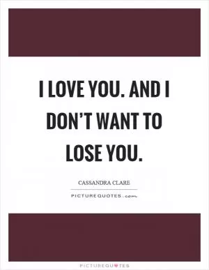 I love you. And I don’t want to lose you Picture Quote #1