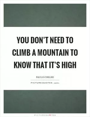 You don’t need to climb a mountain to know that it’s high Picture Quote #1