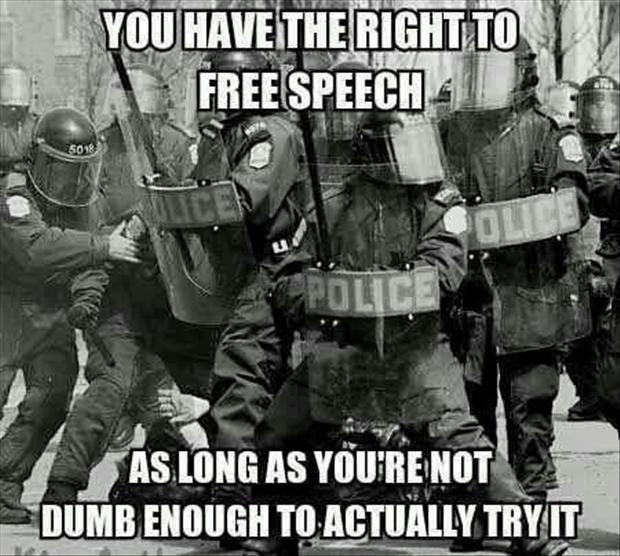 You have the right to free speech as long as you're not dumb enough to actually try it Picture Quote #1