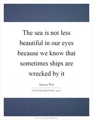 The sea is not less beautiful in our eyes because we know that sometimes ships are wrecked by it Picture Quote #1