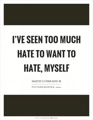 I’ve seen too much hate to want to hate, myself Picture Quote #1