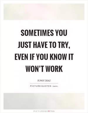 Sometimes you just have to try, even if you know it won’t work Picture Quote #1