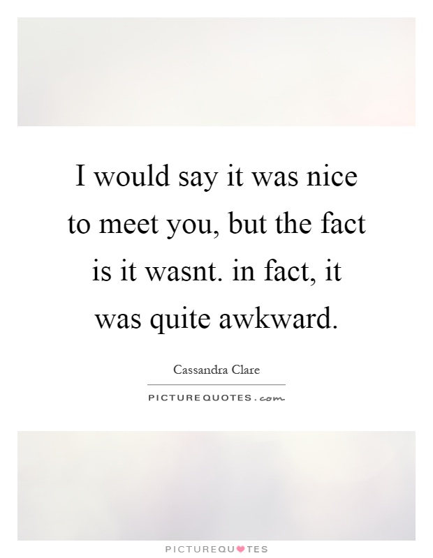 I would say it was nice to meet you, but the fact is it wasnt. in fact, it was quite awkward Picture Quote #1