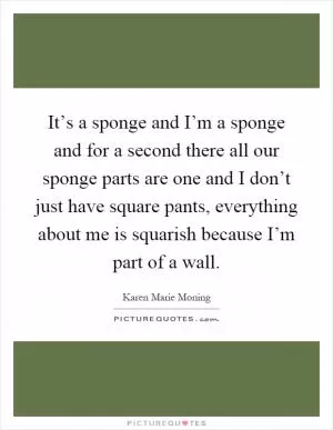 It’s a sponge and I’m a sponge and for a second there all our sponge parts are one and I don’t just have square pants, everything about me is squarish because I’m part of a wall Picture Quote #1