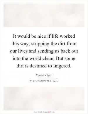 It would be nice if life worked this way, stripping the dirt from our lives and sending us back out into the world clean. But some dirt is destined to lingered Picture Quote #1