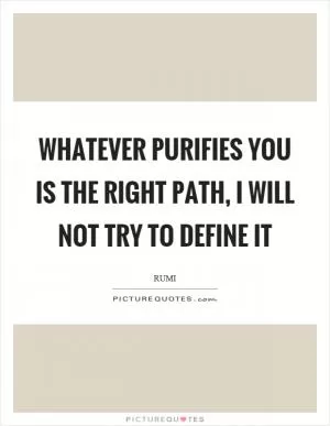 Whatever purifies you is the right path, I will not try to define it Picture Quote #1