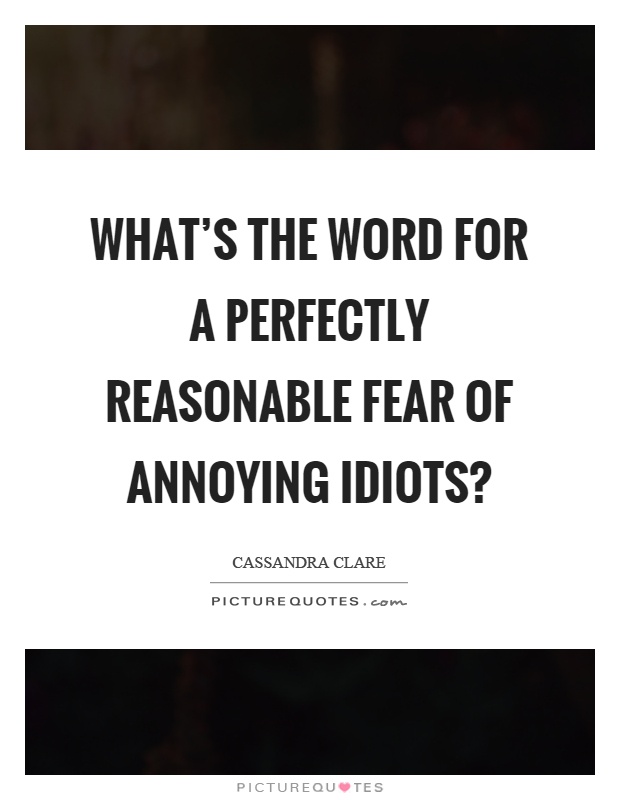 What's the word for a perfectly reasonable fear of annoying idiots? Picture Quote #1
