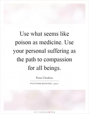 Use what seems like poison as medicine. Use your personal suffering as the path to compassion for all beings Picture Quote #1