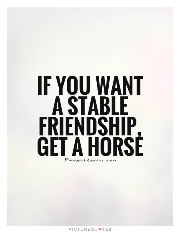 If you want a stable friendship, get a horse Picture Quote #1