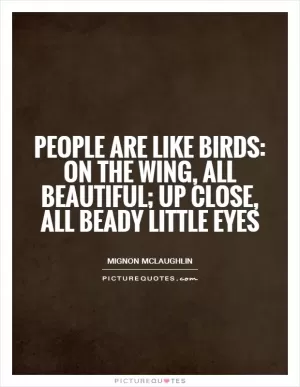 People are like birds: on the wing, all beautiful; up close, all beady little eyes Picture Quote #1