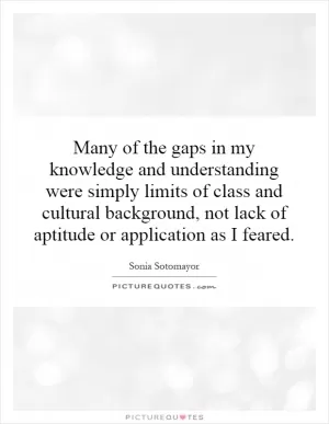 Many of the gaps in my knowledge and understanding were simply limits of class and cultural background, not lack of aptitude or application as I feared Picture Quote #1