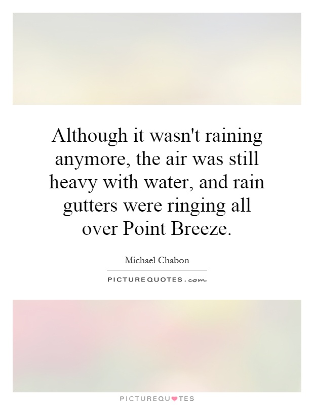 Although it wasn't raining anymore, the air was still heavy with water, and rain gutters were ringing all over Point Breeze Picture Quote #1