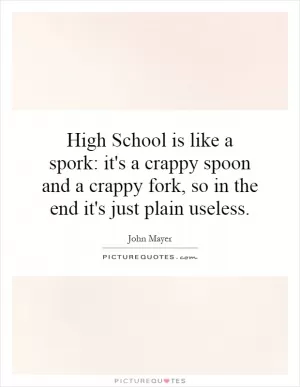 High School is like a spork: it's a crappy spoon and a crappy fork, so in the end it's just plain useless Picture Quote #1