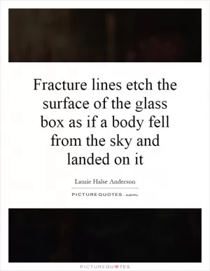 Fracture lines etch the surface of the glass box as if a body fell from the sky and landed on it Picture Quote #1