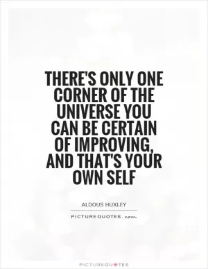 There's only one corner of the universe you can be certain of improving, and that's your own self Picture Quote #1