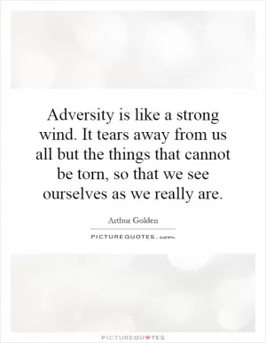 Adversity is like a strong wind. It tears away from us all but the things that cannot be torn, so that we see ourselves as we really are Picture Quote #1