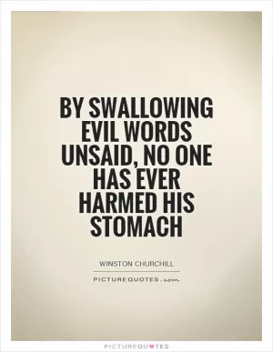 By swallowing evil words unsaid, no one has ever harmed his stomach Picture Quote #1