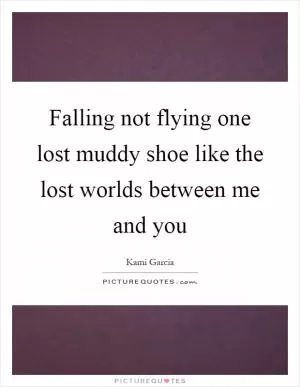 Falling not flying one lost muddy shoe like the lost worlds between me and you Picture Quote #1