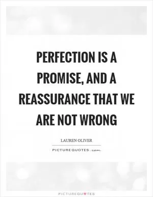 Perfection is a promise, and a reassurance that we are not wrong Picture Quote #1