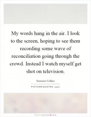 My words hang in the air. I look to the screen, hoping to see them recording some wave of reconciliation going through the crowd. Instead I watch myself get shot on television Picture Quote #1