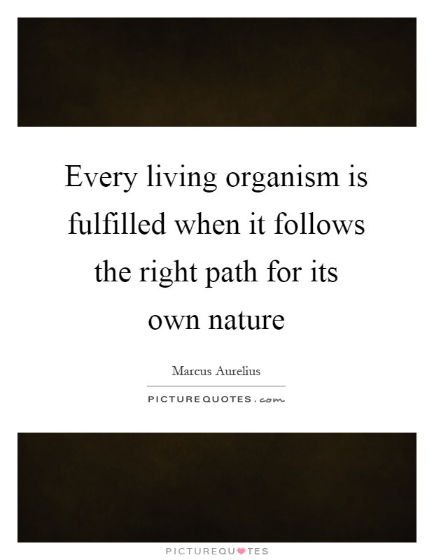 Every living organism is fulfilled when it follows the right path for its own nature Picture Quote #1