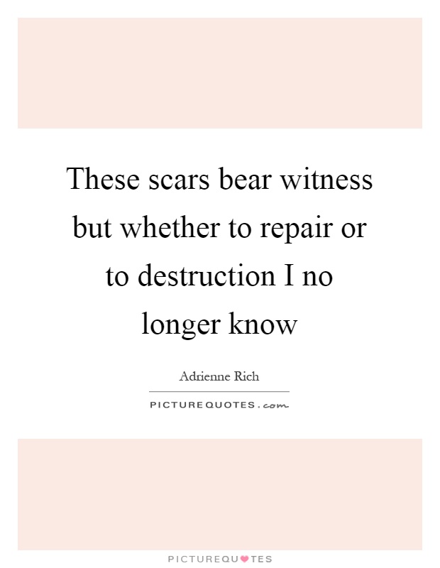 These scars bear witness but whether to repair or to destruction I no longer know Picture Quote #1