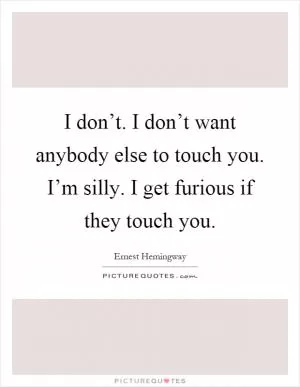 I don’t. I don’t want anybody else to touch you. I’m silly. I get furious if they touch you Picture Quote #1