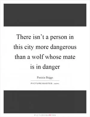 There isn’t a person in this city more dangerous than a wolf whose mate is in danger Picture Quote #1
